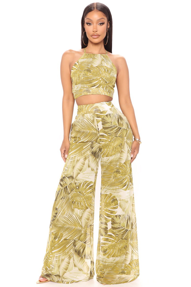 Charlize Tropical Paradise Pant Set - Olive/combo | Fashion Nova ...