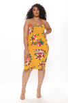 Body Moves Midi Dress - Mustard Floral