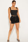 Never Settle Contrast Stitch Short - Black