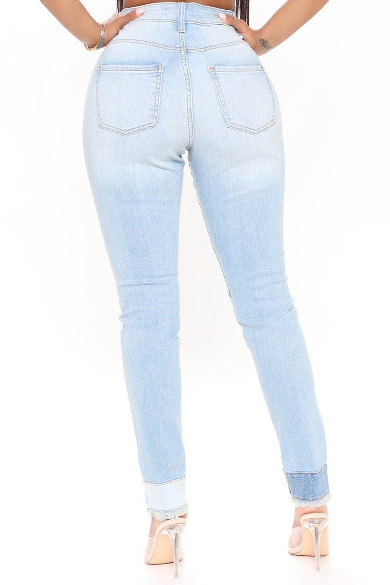 World Turned Upside Down Patchwork Skinny Jeans - Blue/combo | Fashion ...