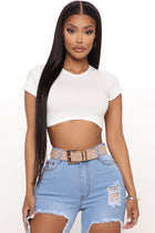 Too Far Gone Leather Belt - Nude