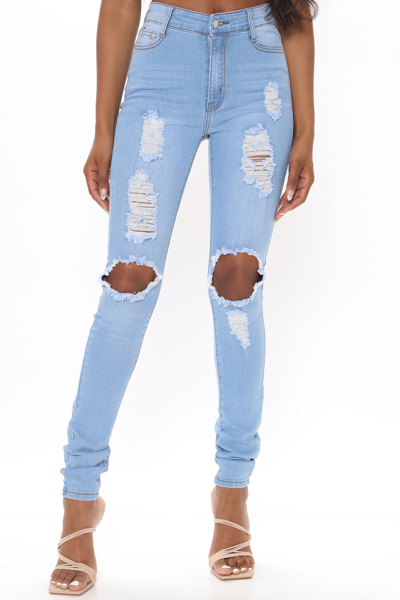 Tall Say Yes To Distress Jeans - Light Blue Wash | Fashion Nova, Jeans ...