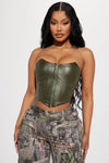 Alina PU Corset Top - Olive