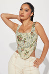 Elegant Days Jacquard Corset Top - Taupe/combo