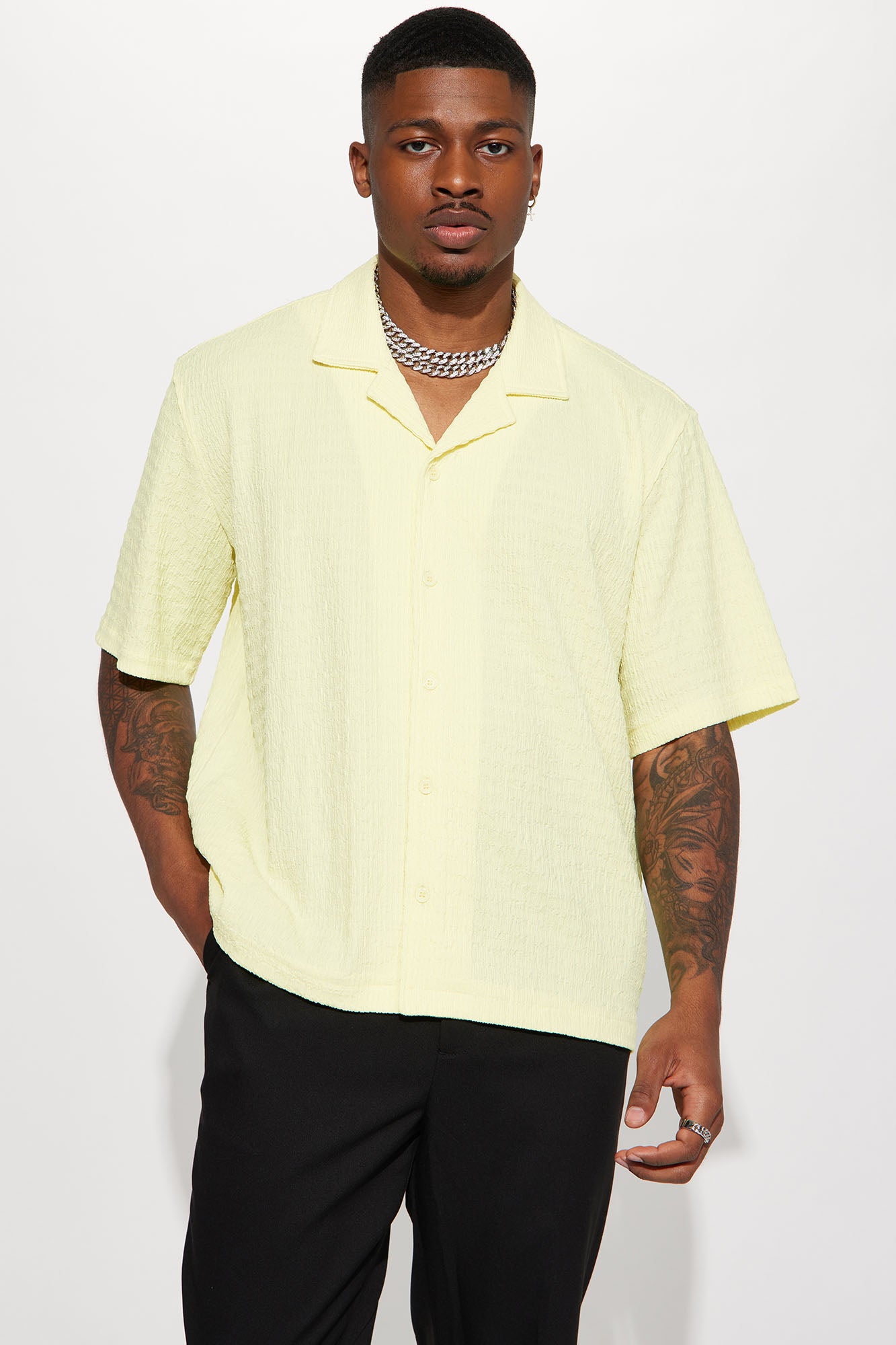 8ON8 YELLOW PRINT CUBAN SHIRT-