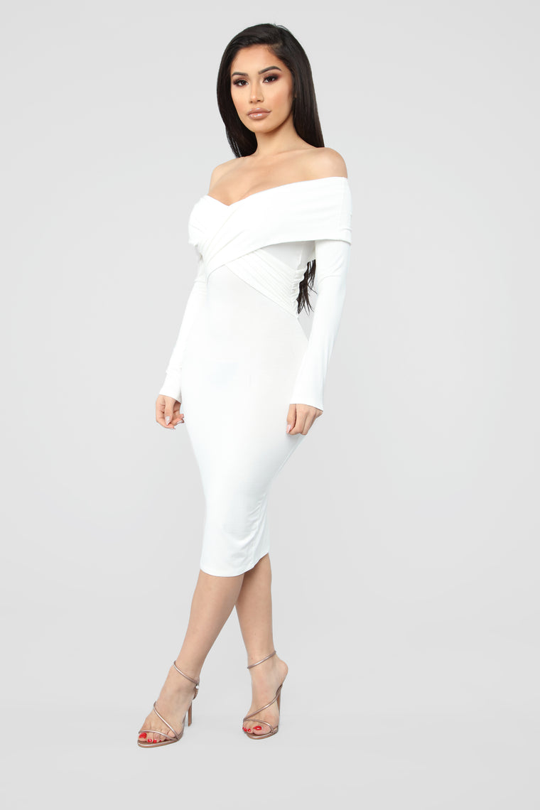 Crossed My Mind Midi Dress - Ivory, Dresses | Fashion Nova
