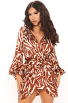 She's An Animal Mini Dress - Brown/combo