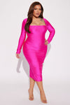 Resist Temptation Midi Dress - Fuchsia