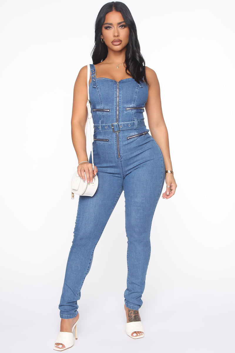 My Best Girls Denim Jumpsuit - Medium Wash, Jumpsuits | Fashion Nova