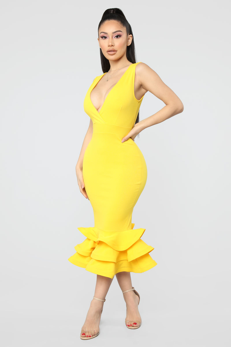 Dates With Babe Ruffle Dress - Yellow | Fashion Nova, Dresses | Fashion ...