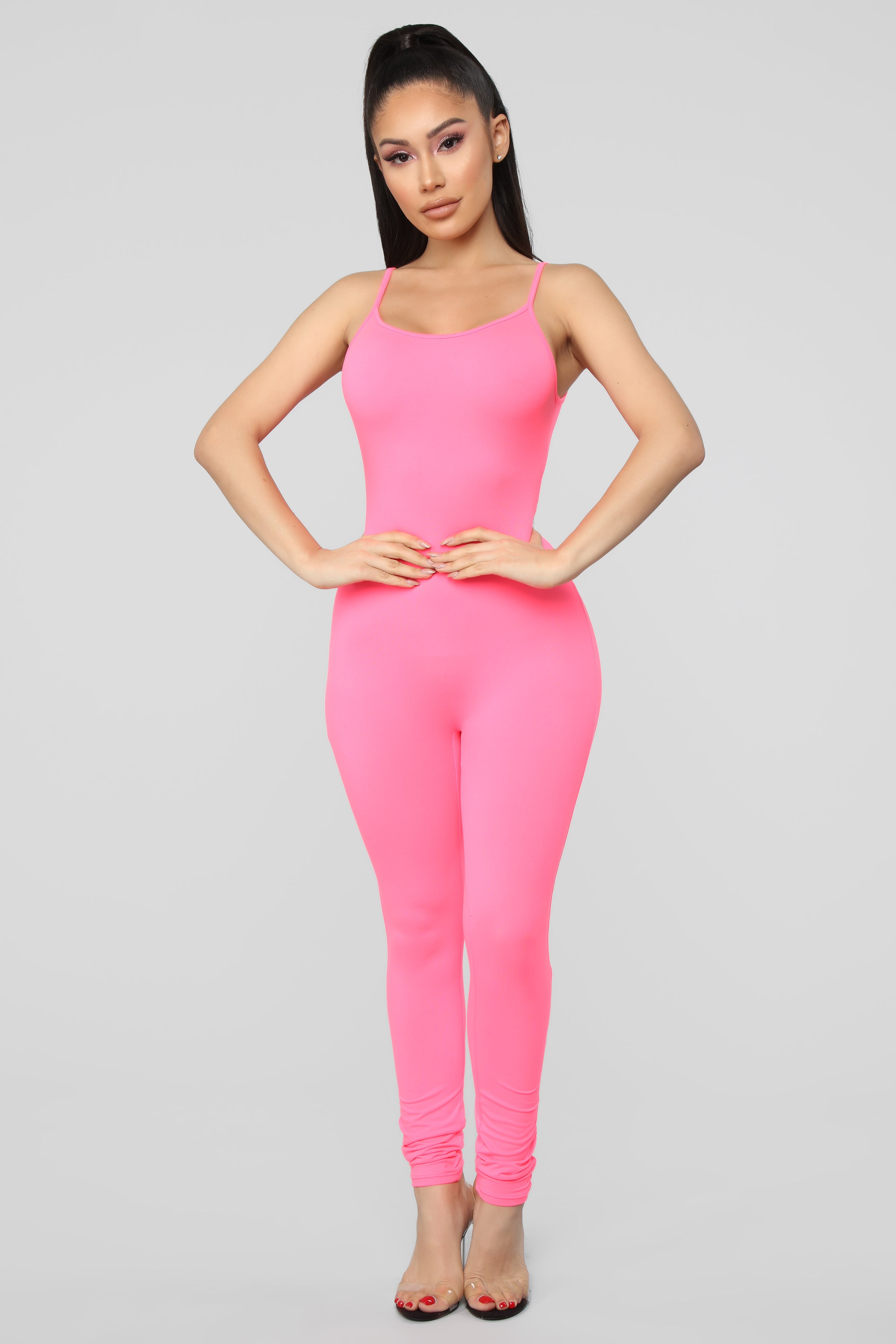 Nova Season Neon Jumpsuit - Neon Pink – Fashion Nova