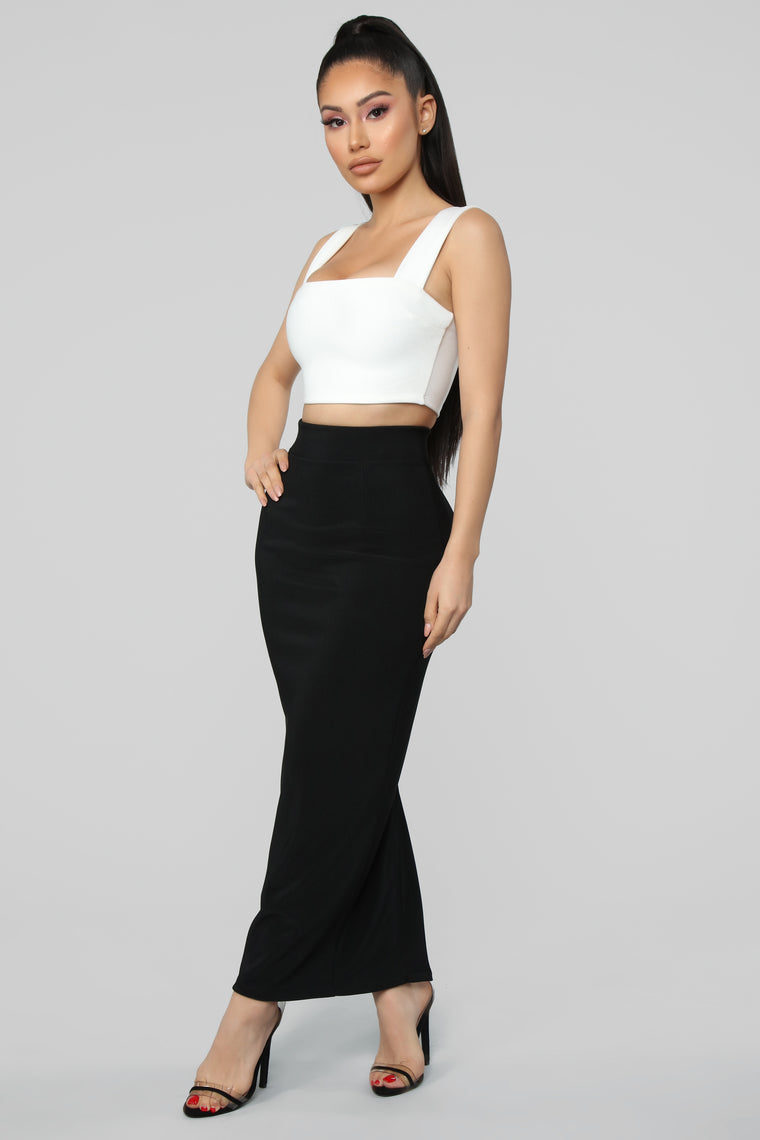 Take Me Downtown Skirt Set - White/Black - Matching Sets - Fashion Nova