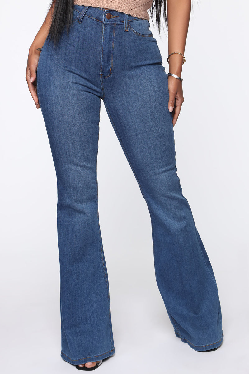 Get With The Groove Bell Bottom Jeans - Medium Blue Wash | Fashion Nova ...