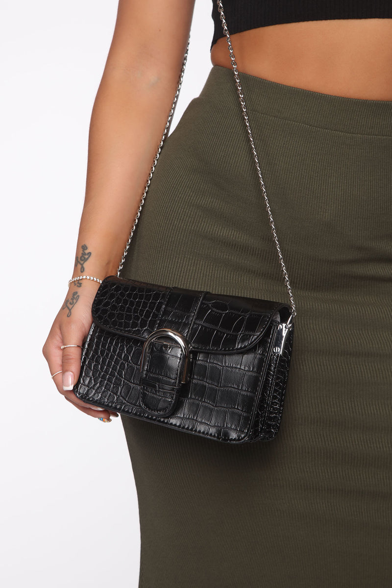 Easygoing Croc Handbag - Black | Fashion Nova, Handbags | Fashion Nova
