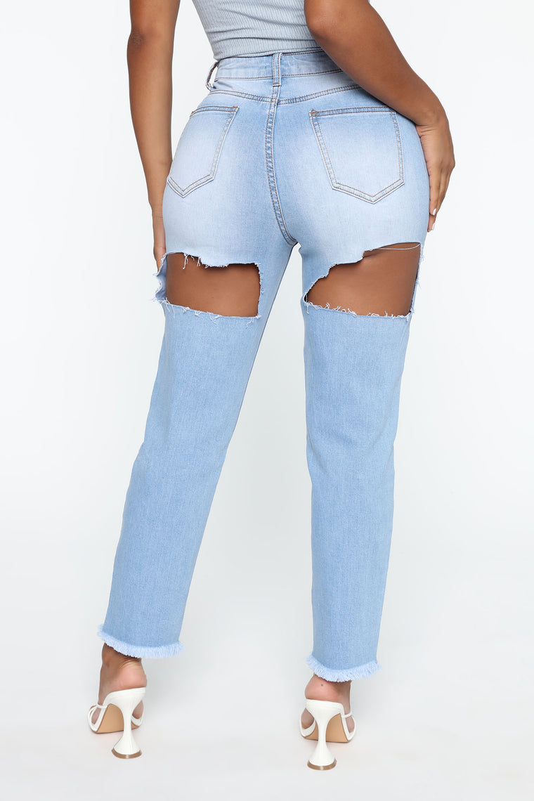 Let's Have Some Fun Cut Out Jeans - Light Blue Wash - Skinny Jeans ...