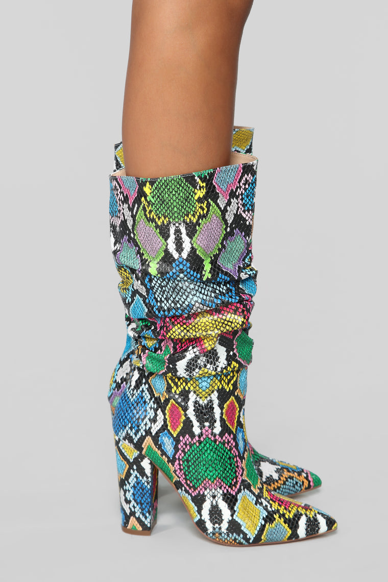 rainbow snakeskin boots