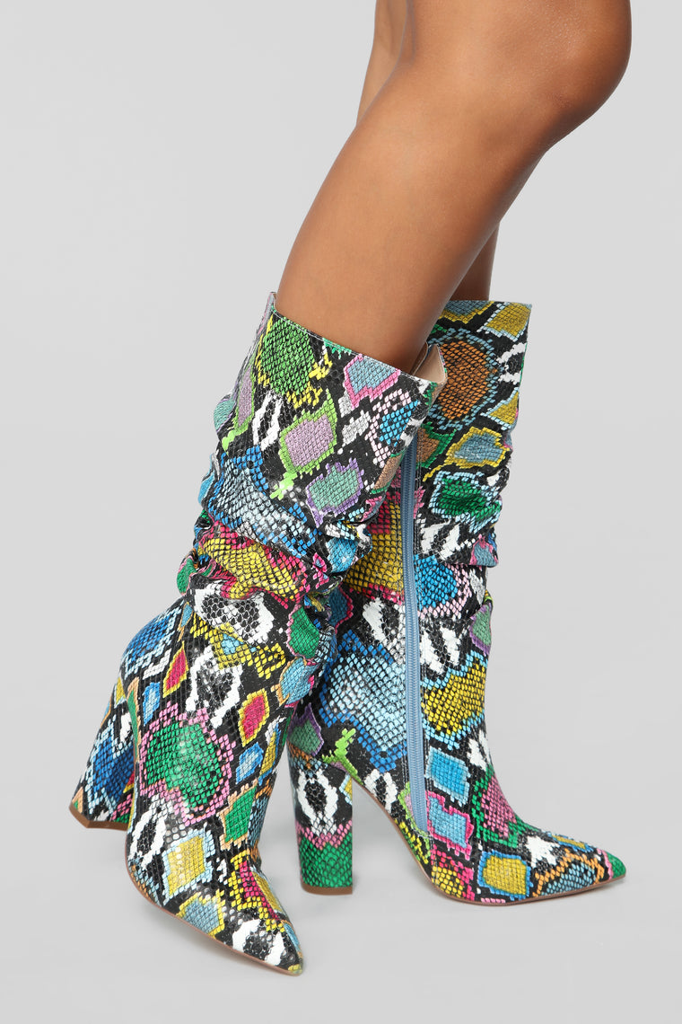 Bring It On Heeled Boots - Rainbow 