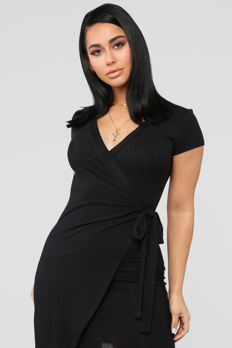 Eileen Wrap Dress - Black | Fashion Nova, Dresses | Fashion Nova