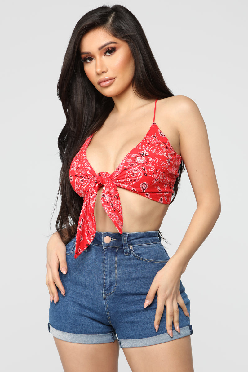 red bandana outfit fashion nova