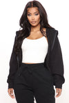 Stole Your Boyfriend's Oversized Zip Up Hoodie - Black