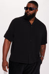 Golden Hour Short Sleeve Button Up - Black