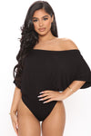 All Occasions Off Shoulder Bodysuit - Black