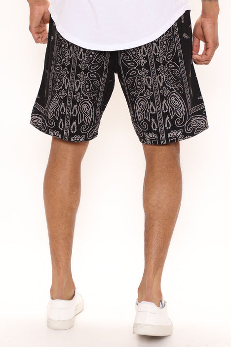 Bandana Print Shorts - Black/combo | Fashion Nova, Mens Shorts