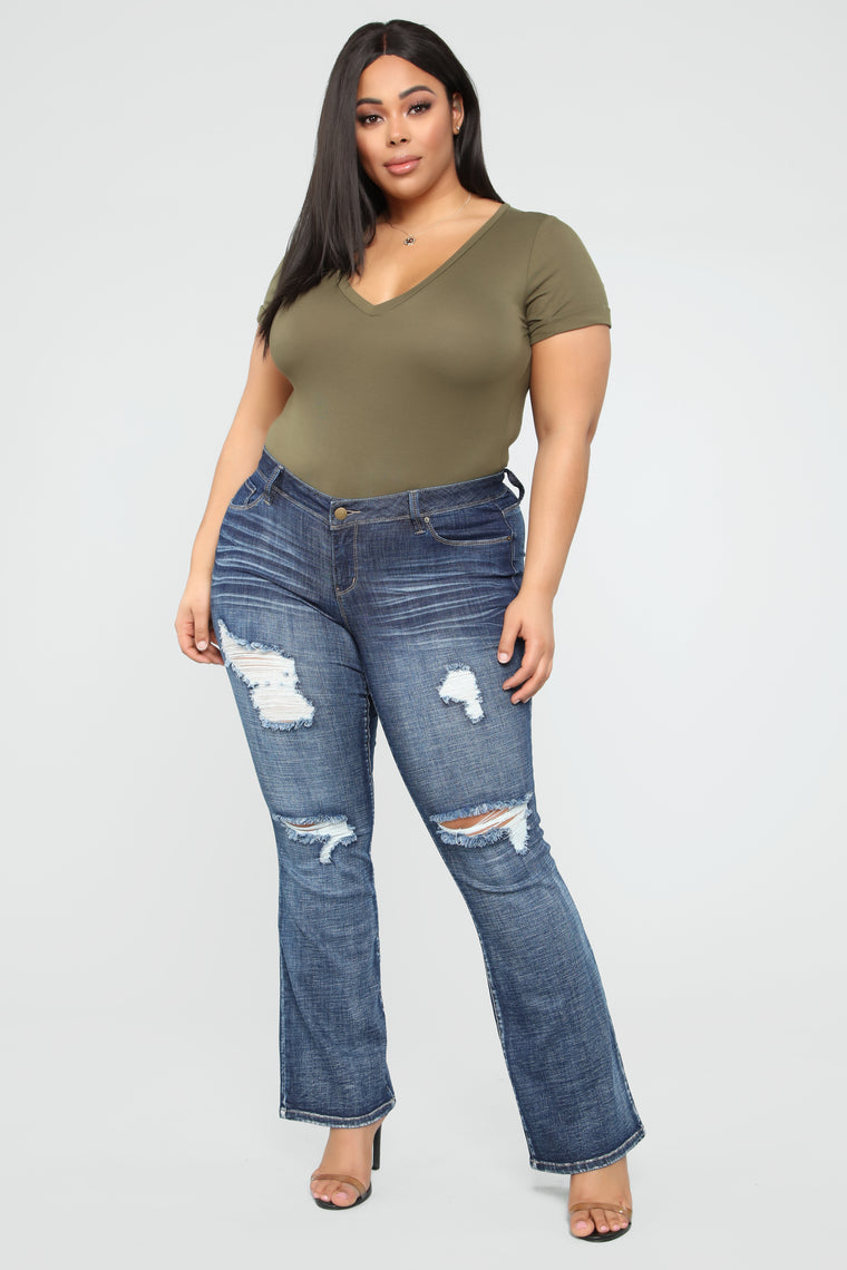 plus size distressed flare jeans
