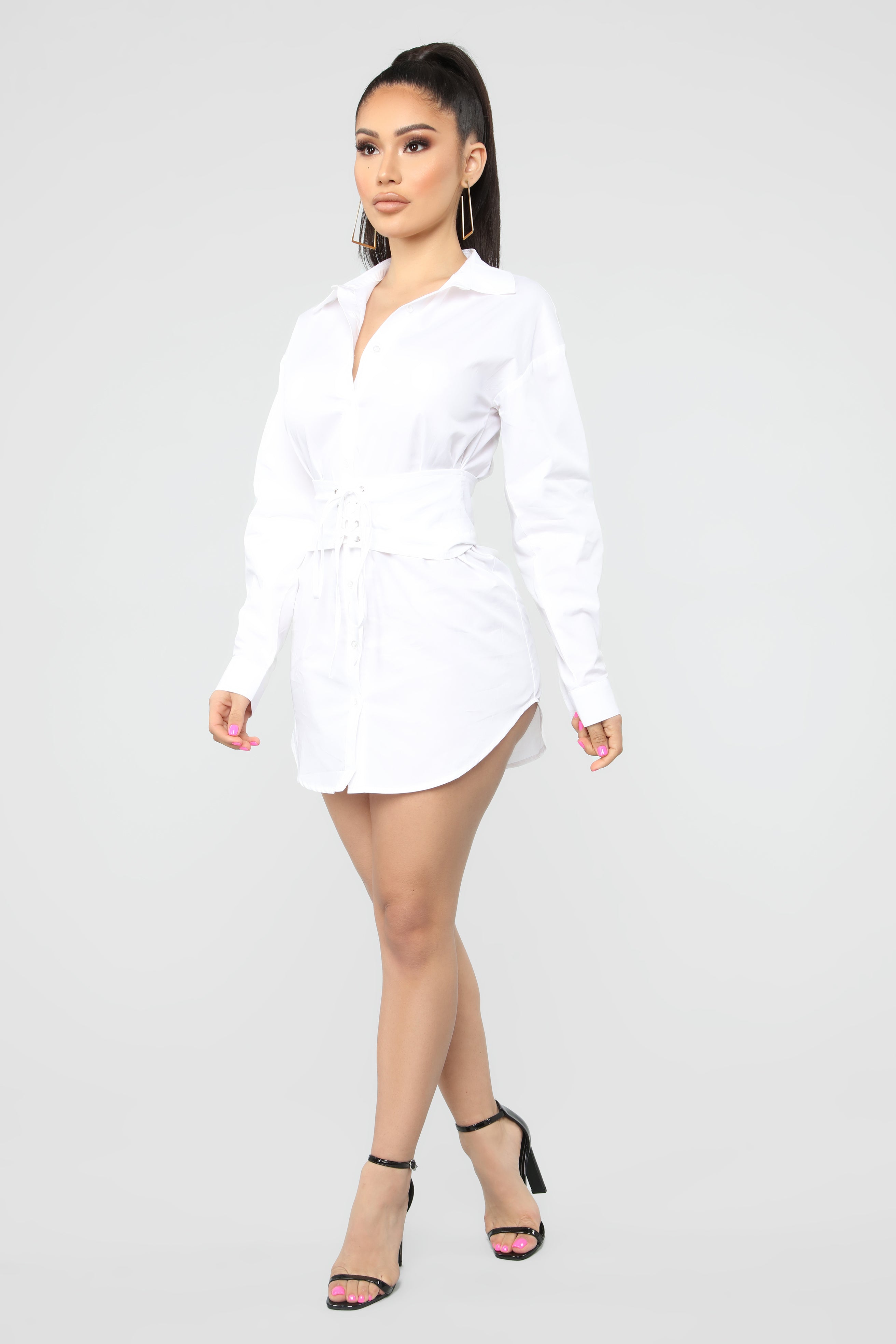 Well Suited Shirt Dress - White – Fashion Nova