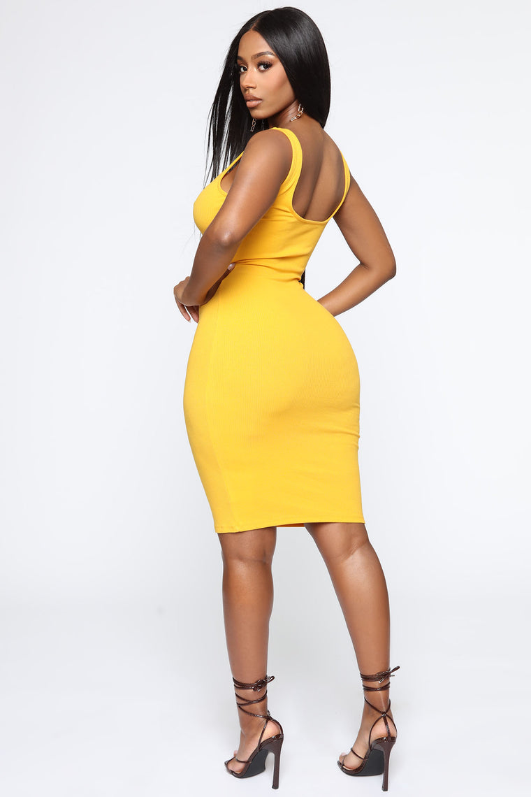 midi dress mustard