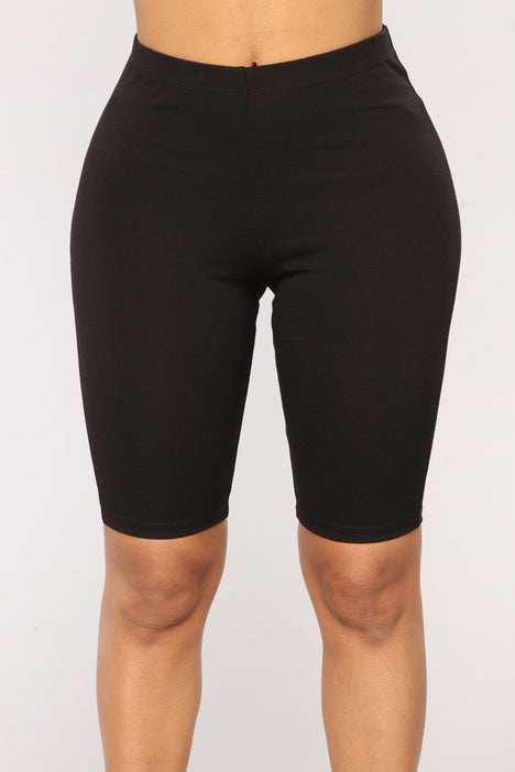 solid black biker shorts