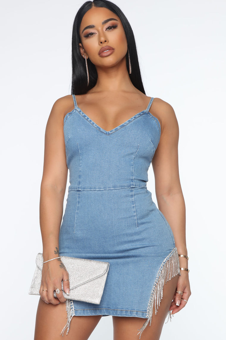 blue jean dress fashion nova