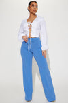 Call It Even Wide Leg Dress Pants - Slate Blue