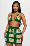 She's Amazing Crochet Skirt Set - Green/combo