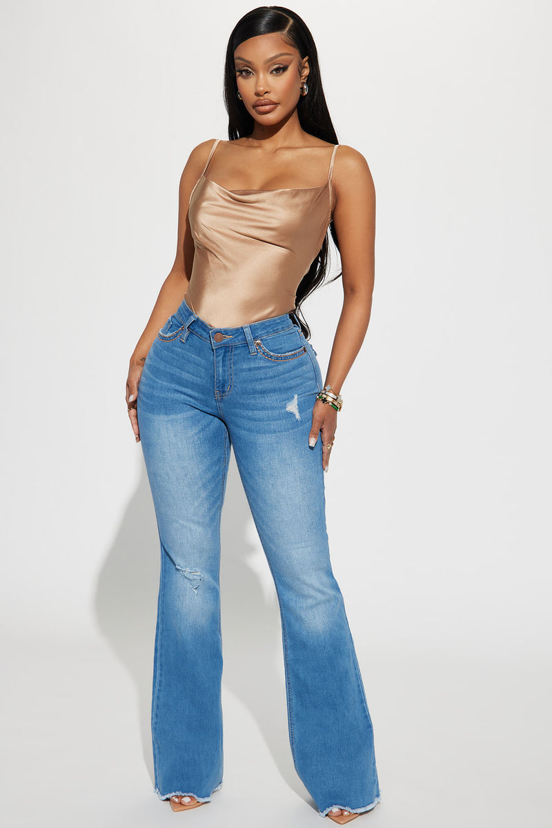 Dallas Mid Rise Stretch Flare Jeans - Medium Wash | Fashion Nova, Jeans ...