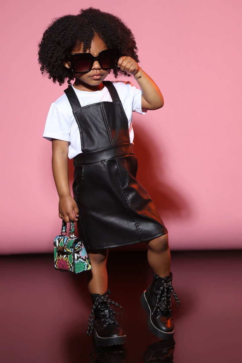 Mini So Bossy Faux Leather Dress Set - Black/White | Fashion Nova, Kids ...