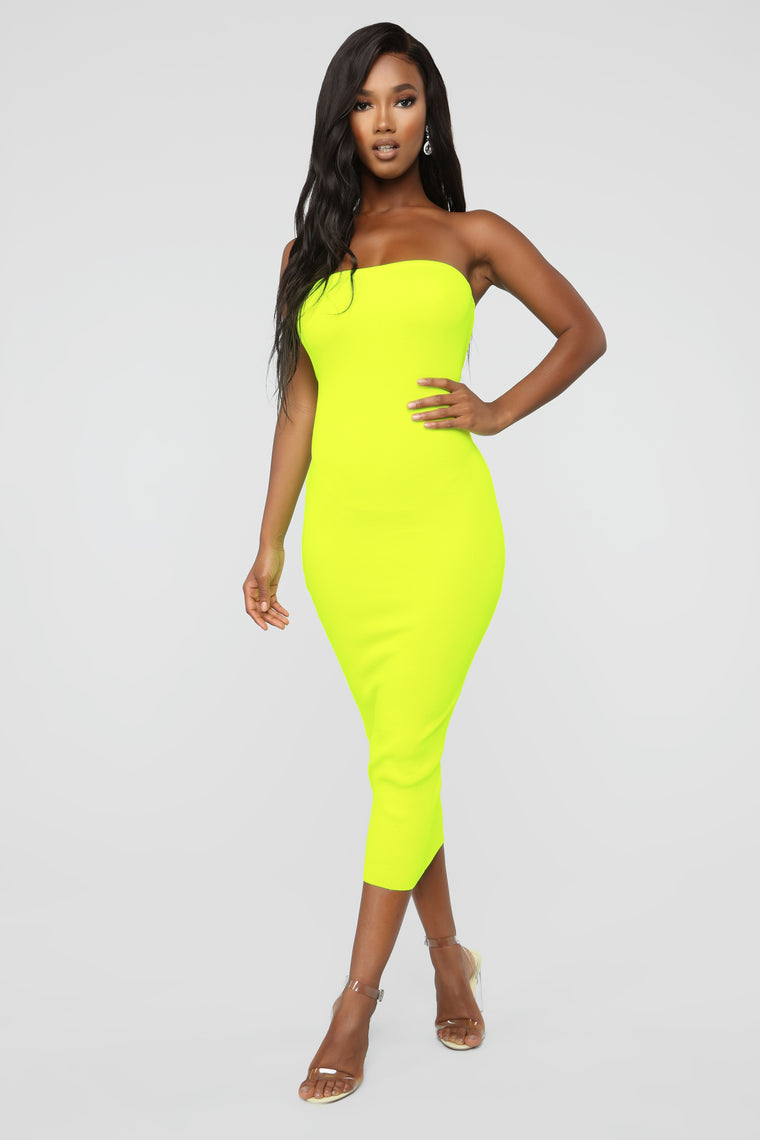 neon yellow dress fashion nova