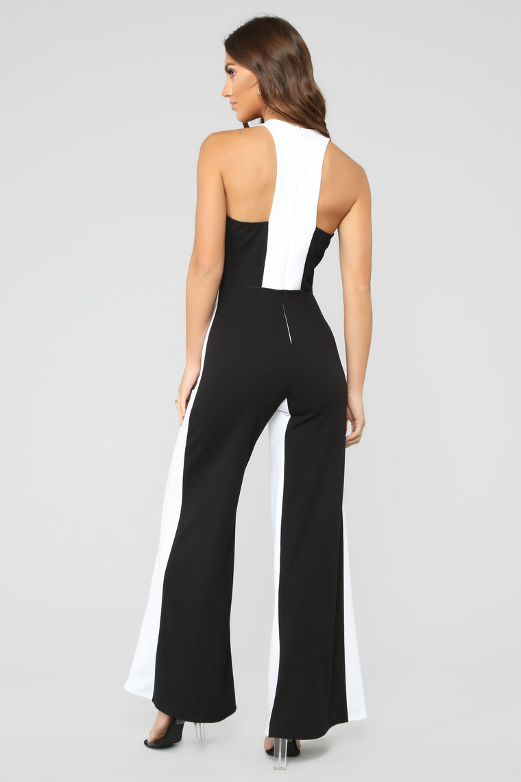 Missed Your Call Jumpsuit - Black/White