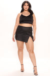 Reckless Night PU Leather Skort - Black