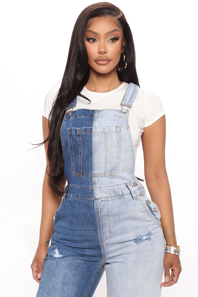 Two Faced Two Toned Overalls - Blue/combo | Fashion Nova, Jeans ...