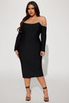 Shaken Not Stirred Bandage Midi Dress - Black