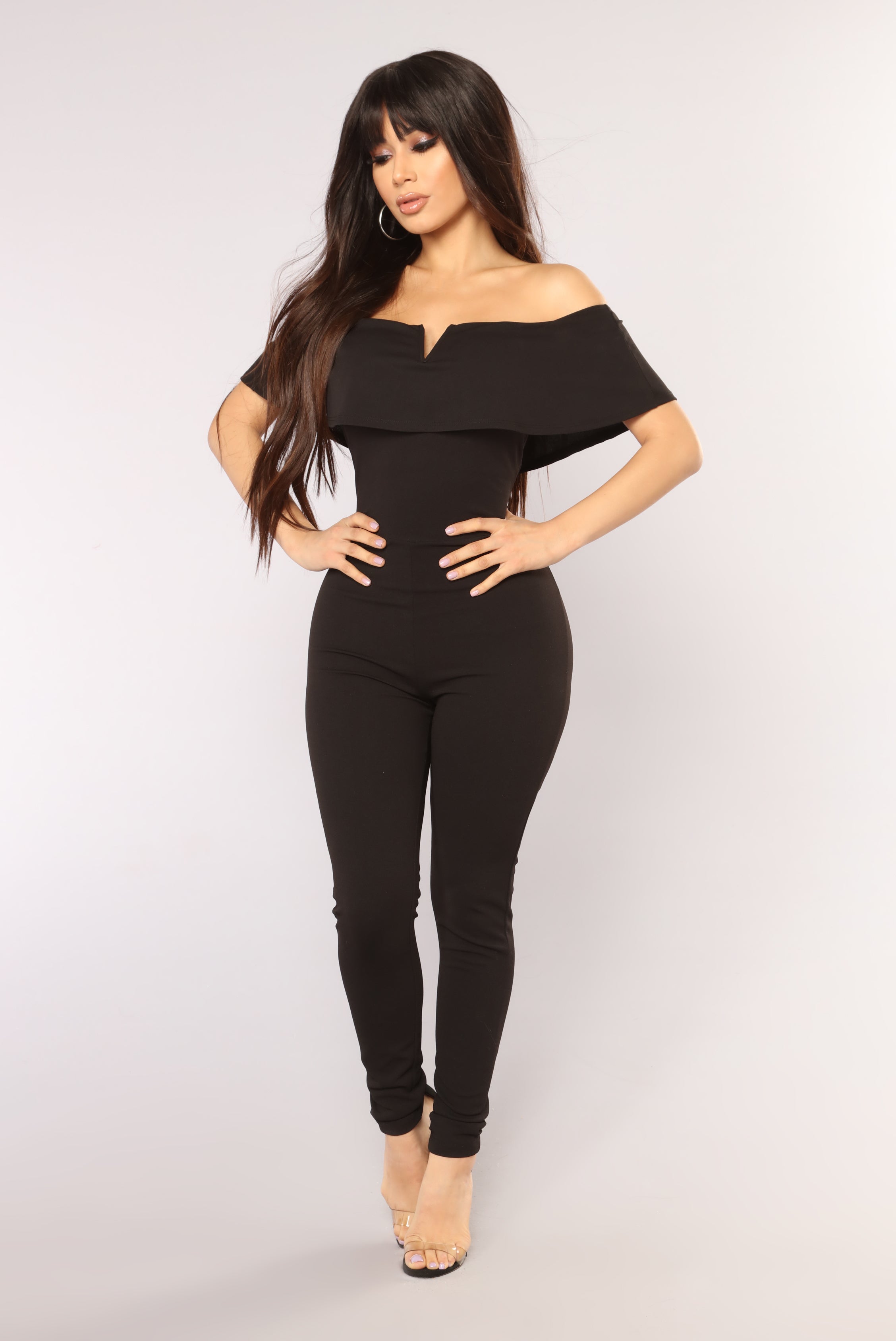 jumpsuit black off shoulder