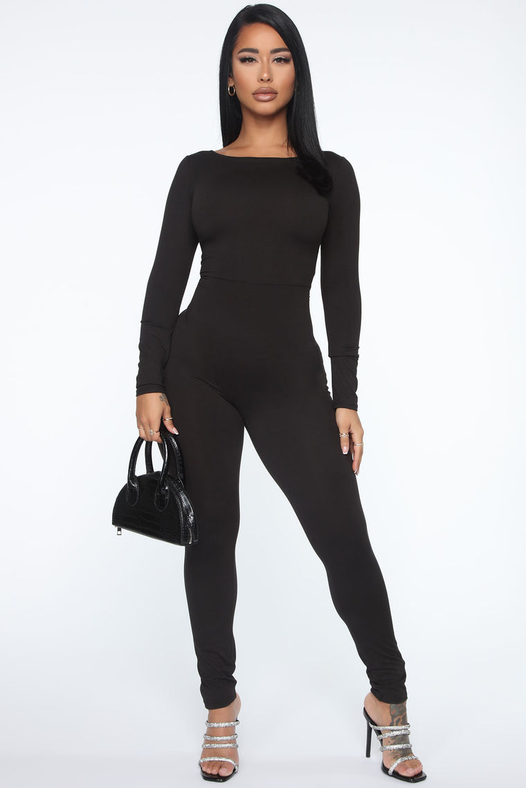 Chilly Spine Lace Up Jumpsuit - Black, Jumpsuits | Fashion Nova