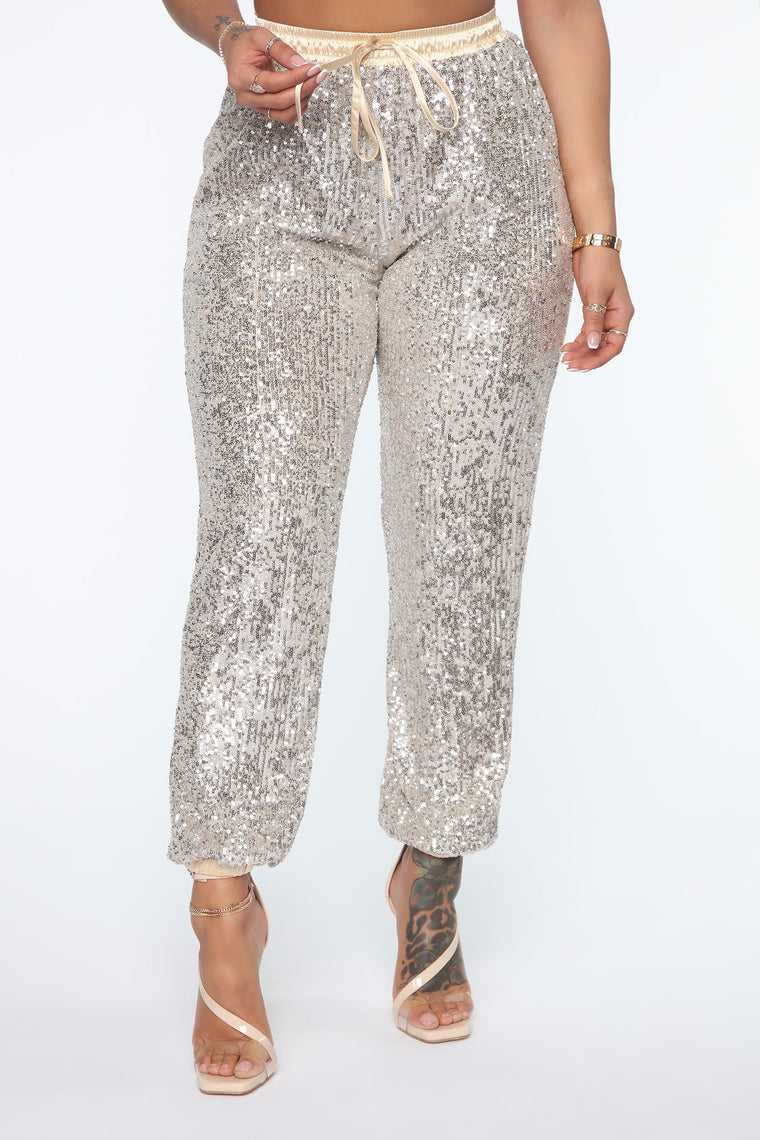 sequin joggers