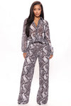 Sariyah Snakeskin Pant Set - Grey/combo