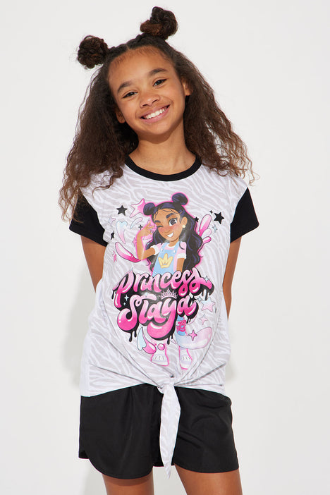 Mini Lay Lay Princess Slaya Tee - White/combo | Fashion Nova, Kids Tops & T- Shirts Fashion Nova