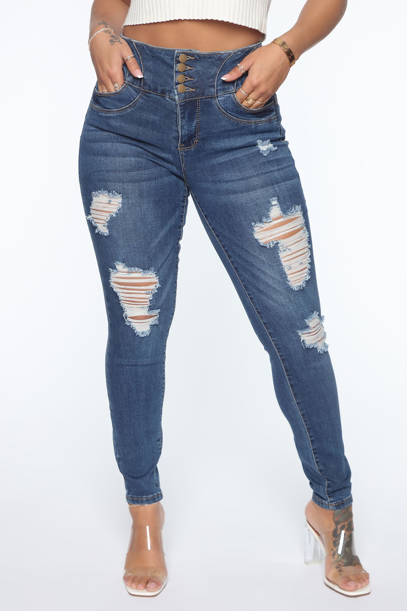 Sandra Tummy Tuck Jeans - Medium Blue Wash – Fashion Nova