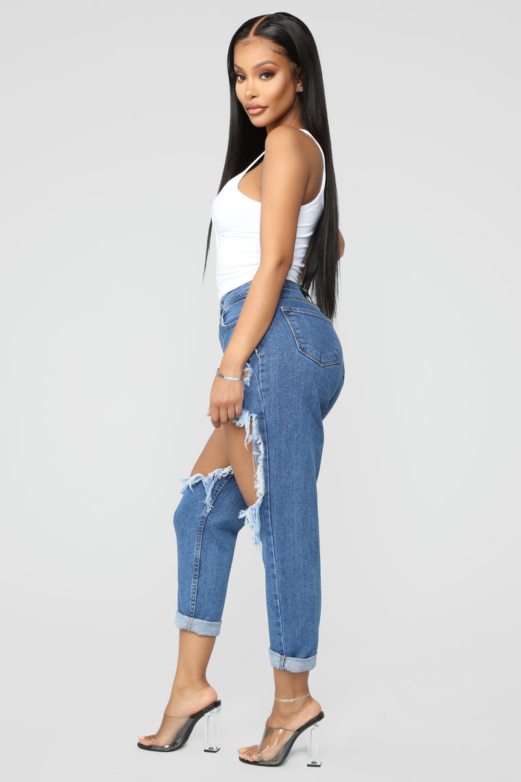 Top Of My Game Distressed Boyfriend Jeans Medium Wash Jeans Fashion Nova - clothes roblox blue ripped jeans girl outfits ripped jeans