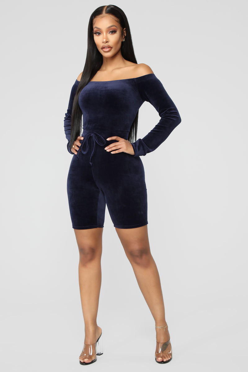 Cabin Trip Velvet Romper - Navy | Fashion Nova, Rompers | Fashion Nova