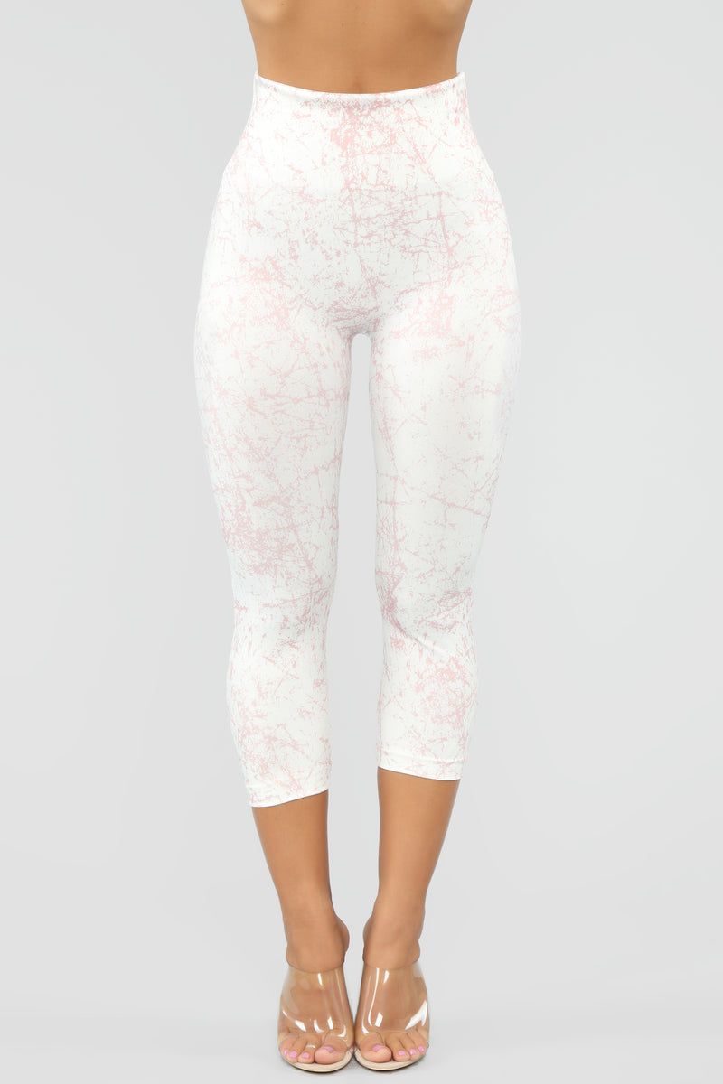 Cracked Marble Active Leggings White/Blush Fashion Nova, Leggings